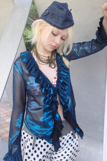 Shattered Blue Mesh Cardigan