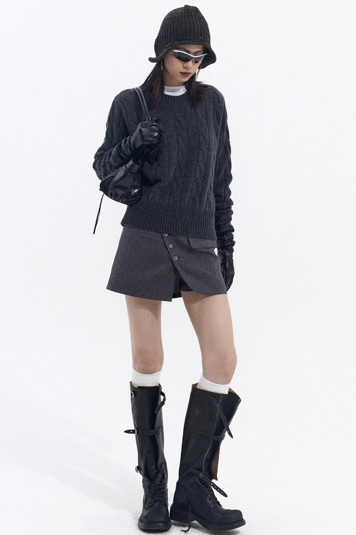 Retro Polka Dot Asymmetrical Skirt