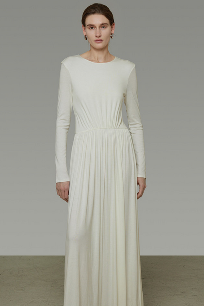 Textured Pleated Long Dress Set