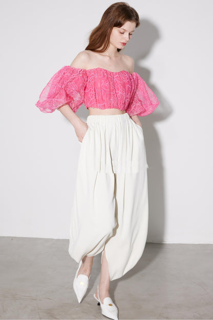 Pink Floral Crop Top