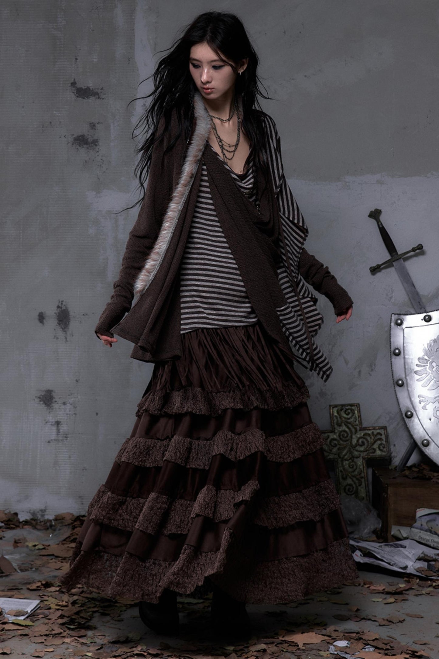 Lace Suede Tassel Skirt