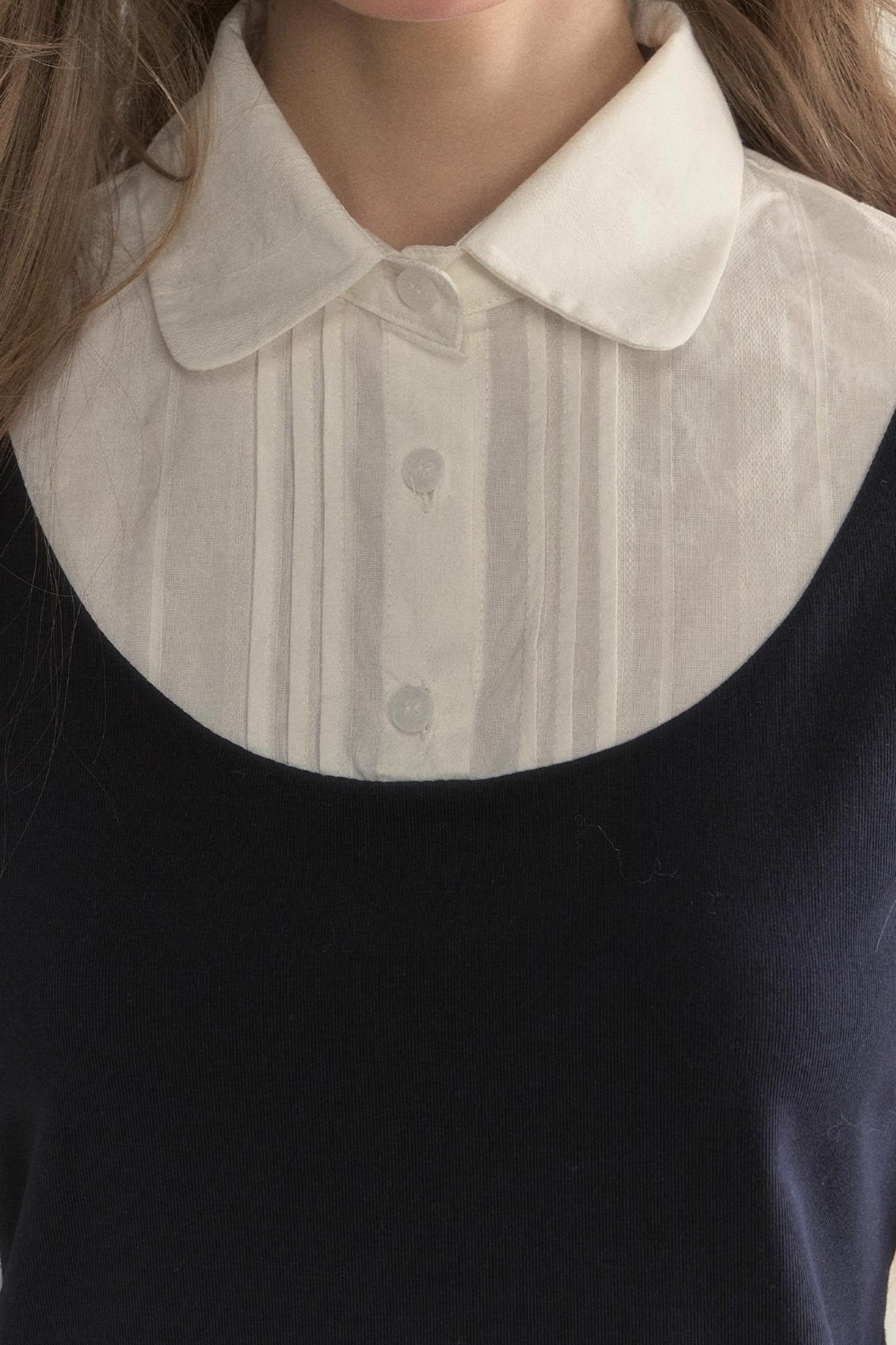 Retro Navy Faux Two-Piece Top