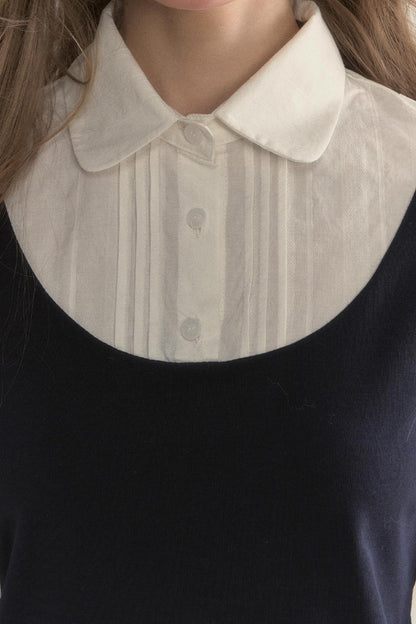 Retro Navy Faux Two-Piece Top