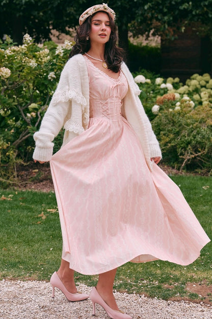 Peach V-Neck Slimming Dress