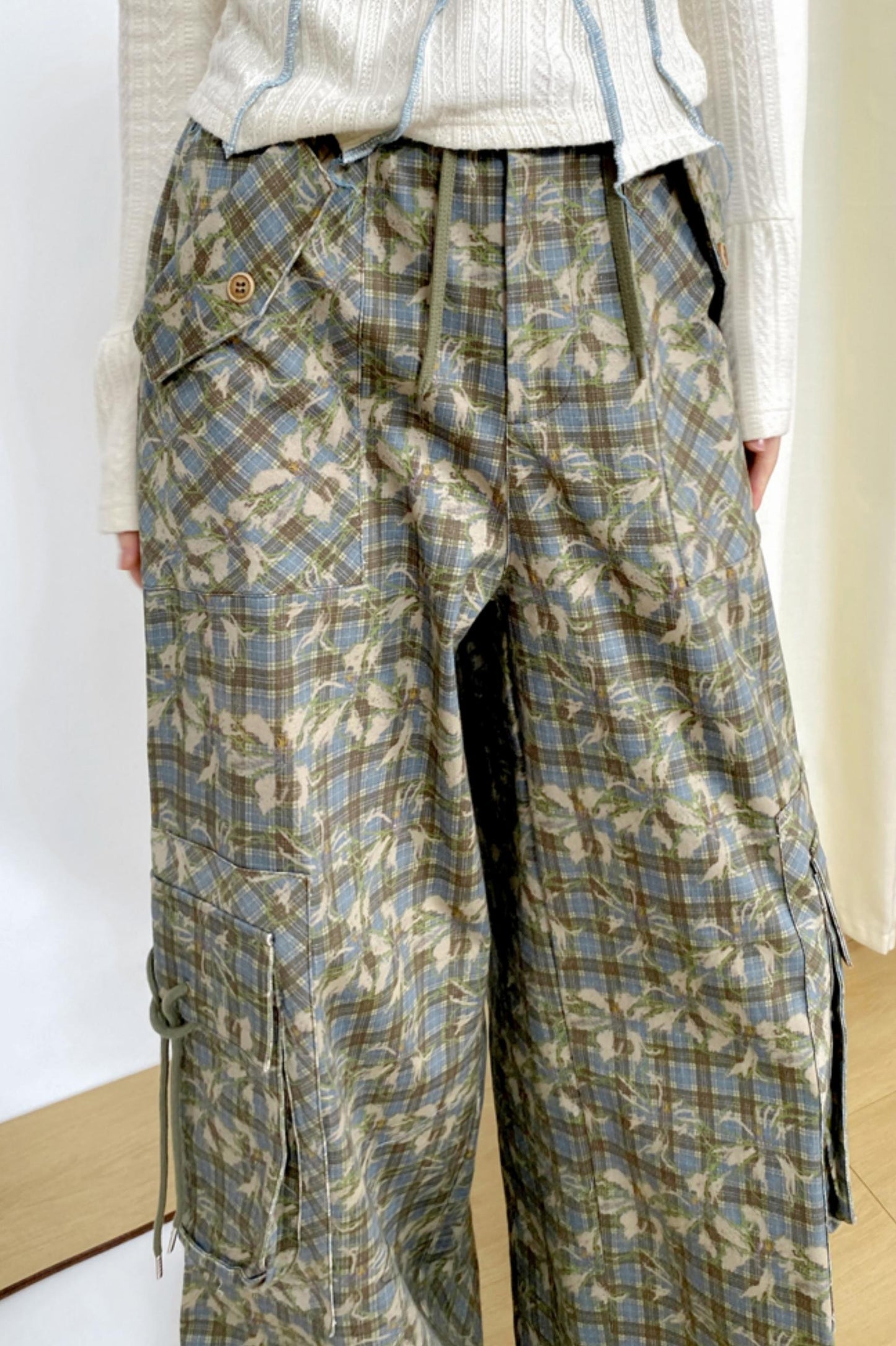 Vintage-Check-Hose mit geradem Bein 