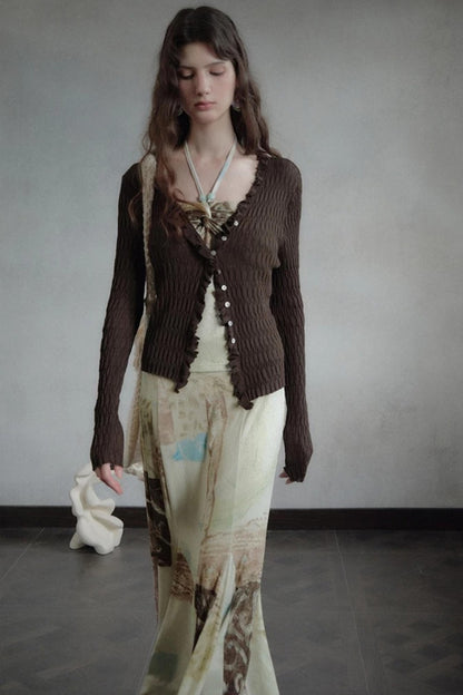 Artistic Jacquard Knit Skirt