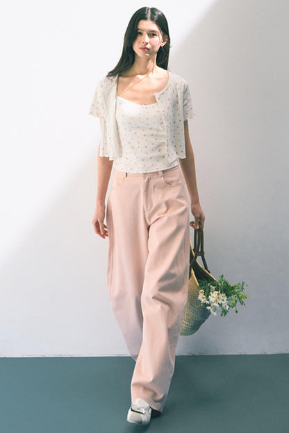 Pink Straight Leg Trousers