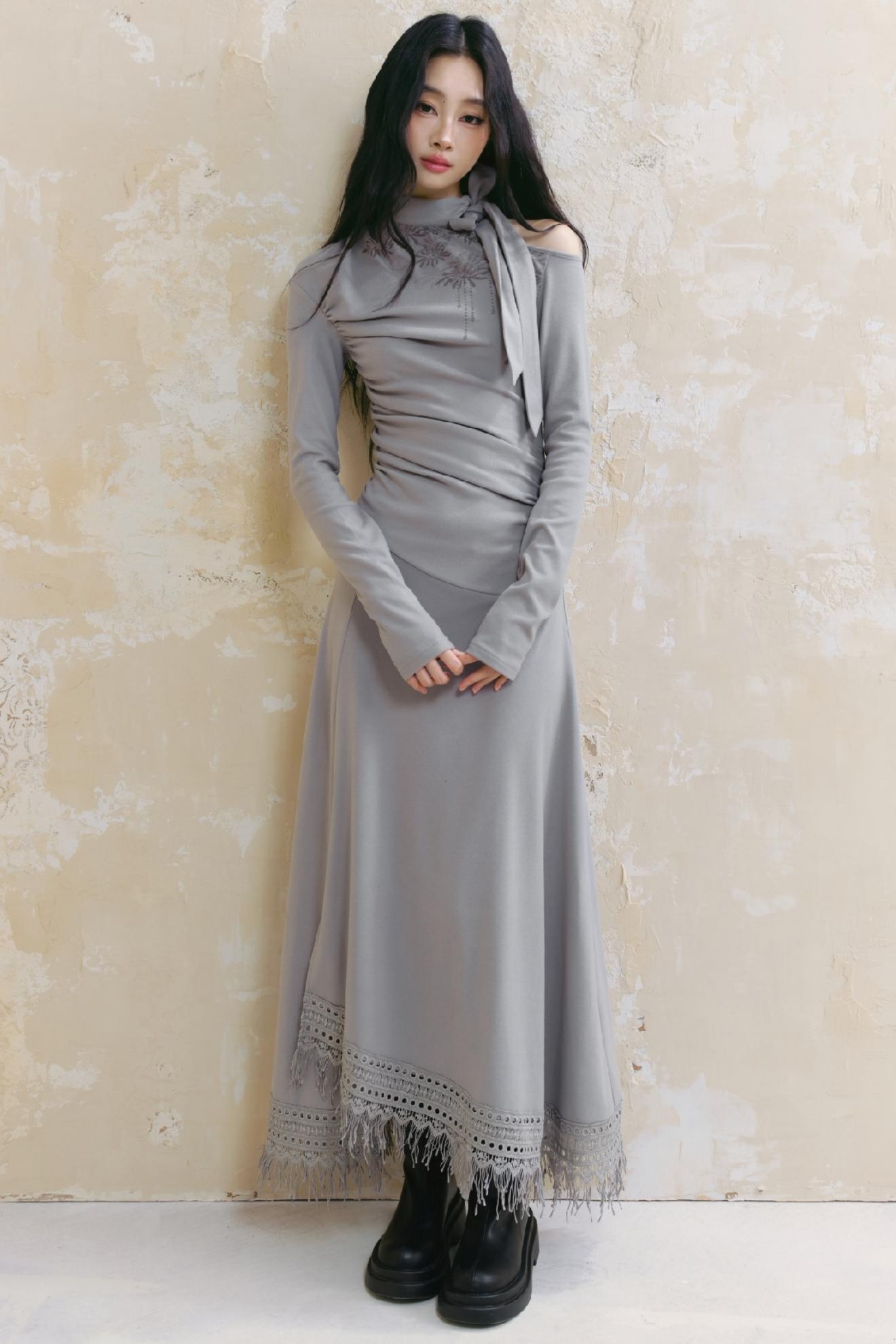 Long-Sleeve Knit Atmosphere Dress