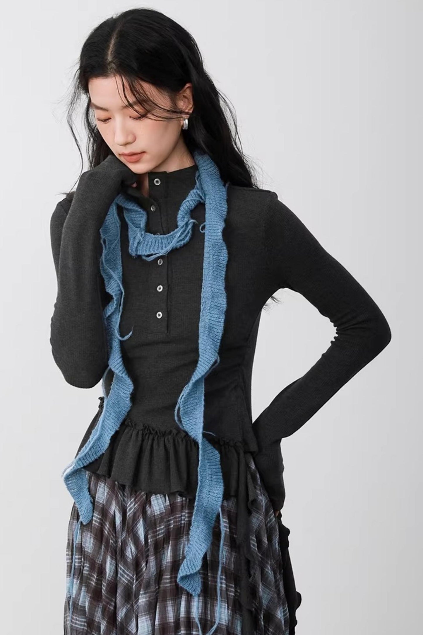 Misty Blue Latte Scarf