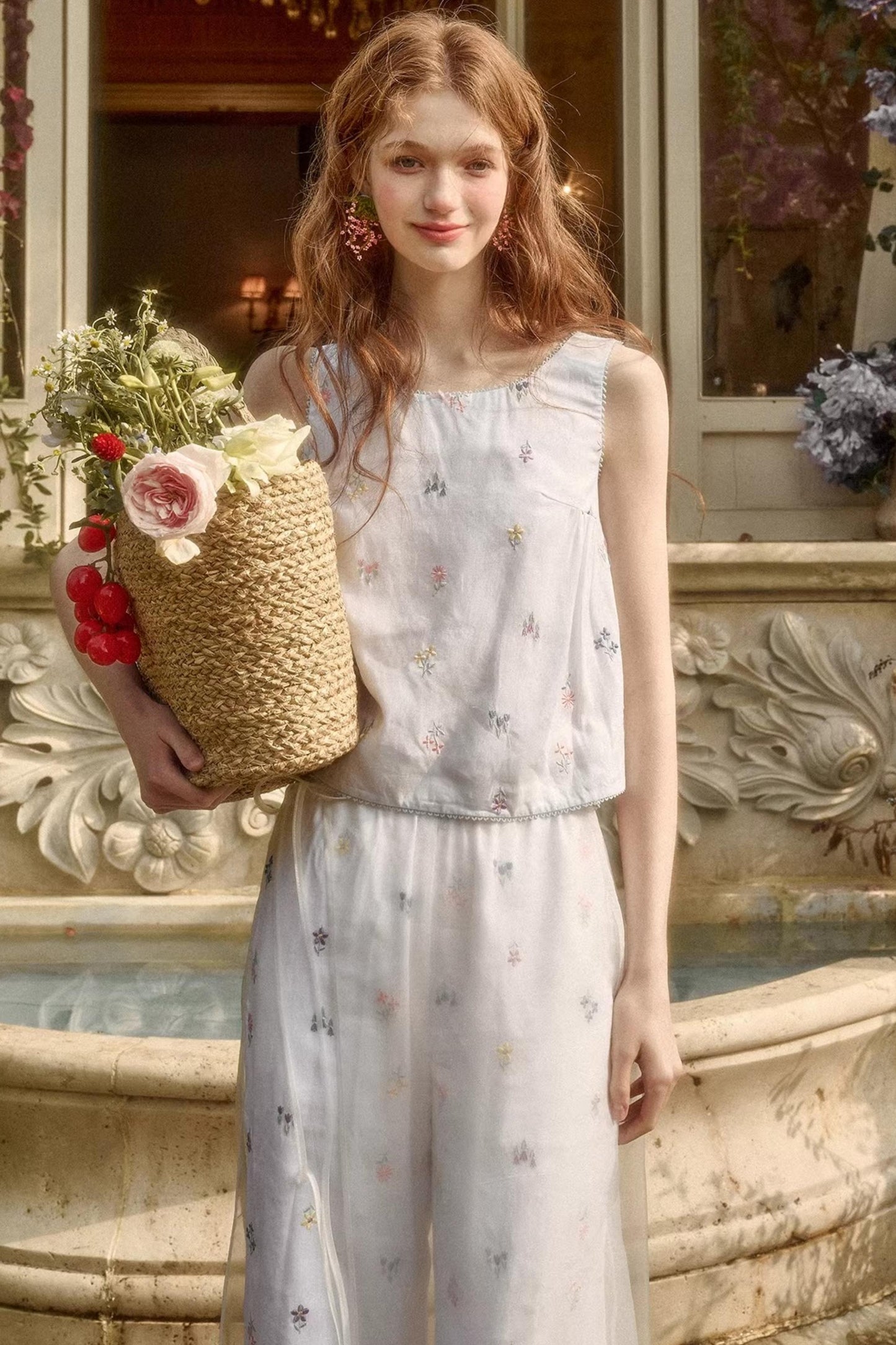 Milky Way Embroidery Linen Shirt Set-Up