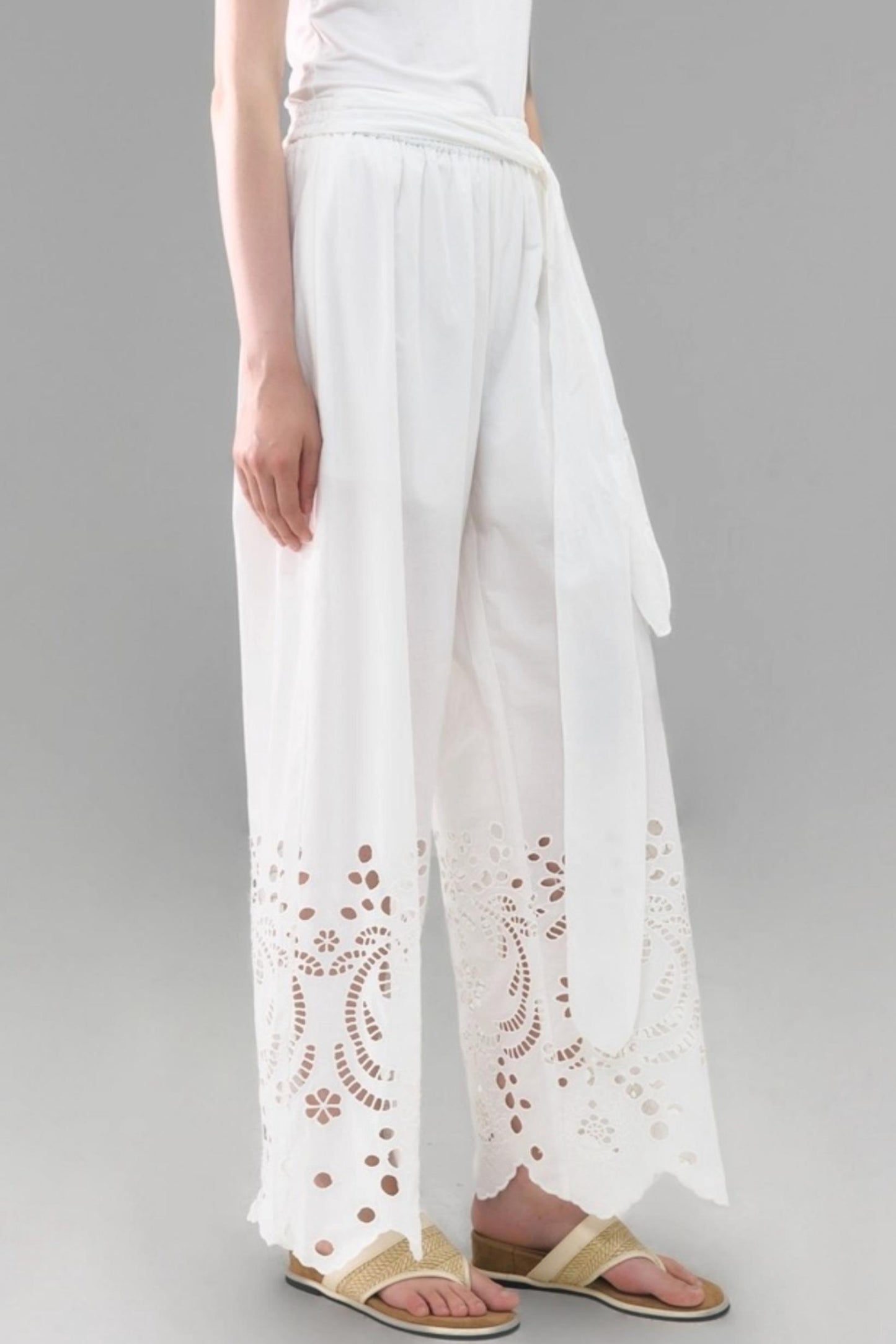 Cotton Cut-out Strappy Straight-leg Trousers