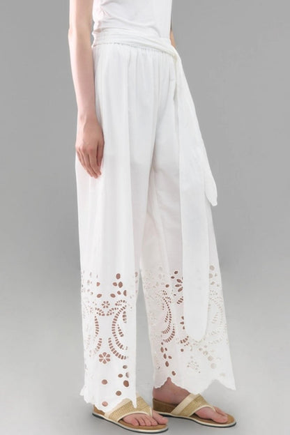 Cotton Cut-out Strappy Straight-leg Trousers