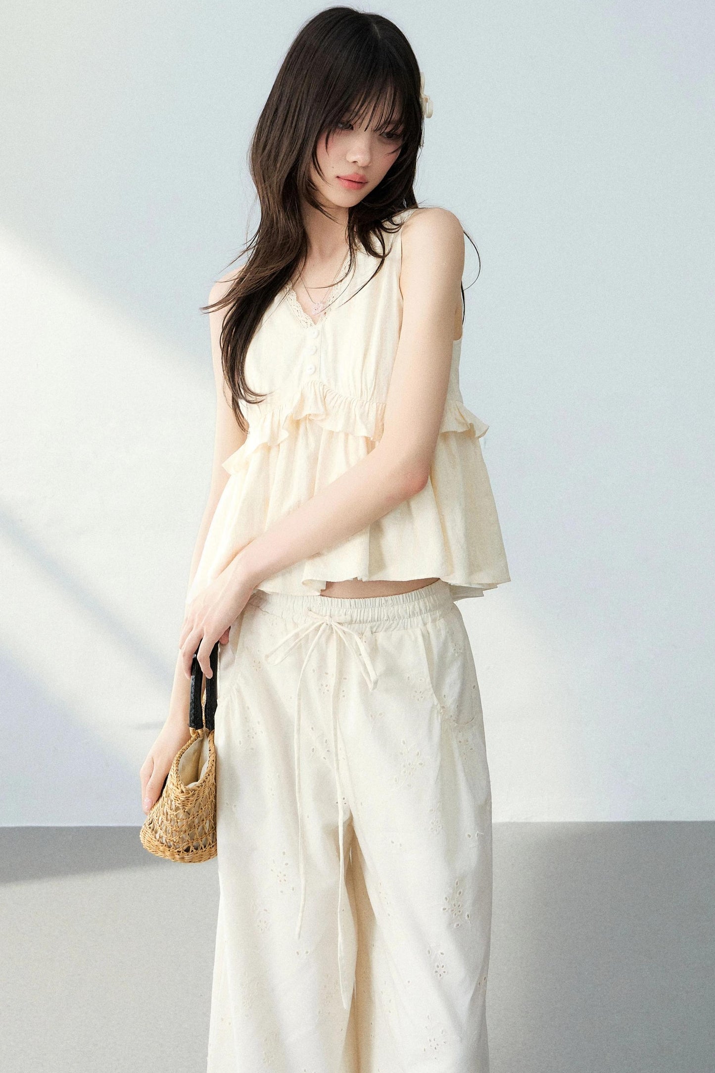 Lace Camisole Floral Pants