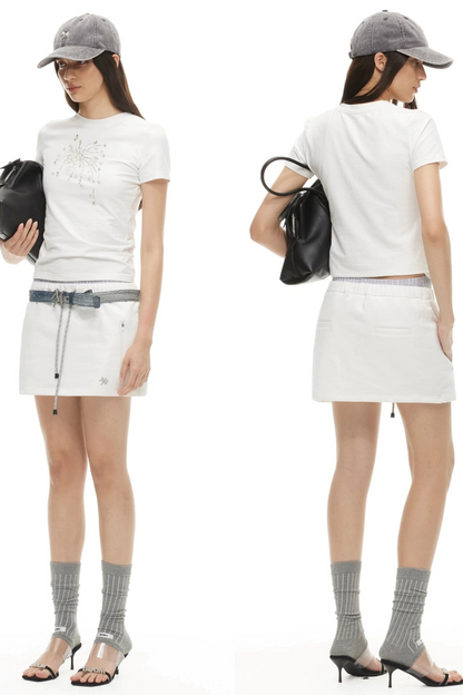 Cotton A-Line Drawstring Skirt