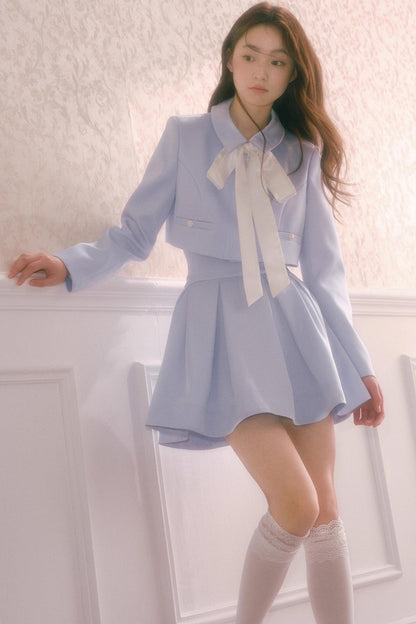 Korean Style Lace-Up Puffy Skirt Set-Up