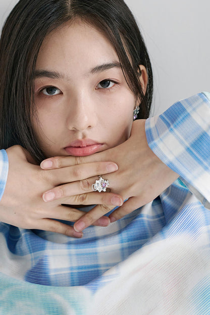 Blue Plaid Flared Sleeve Top