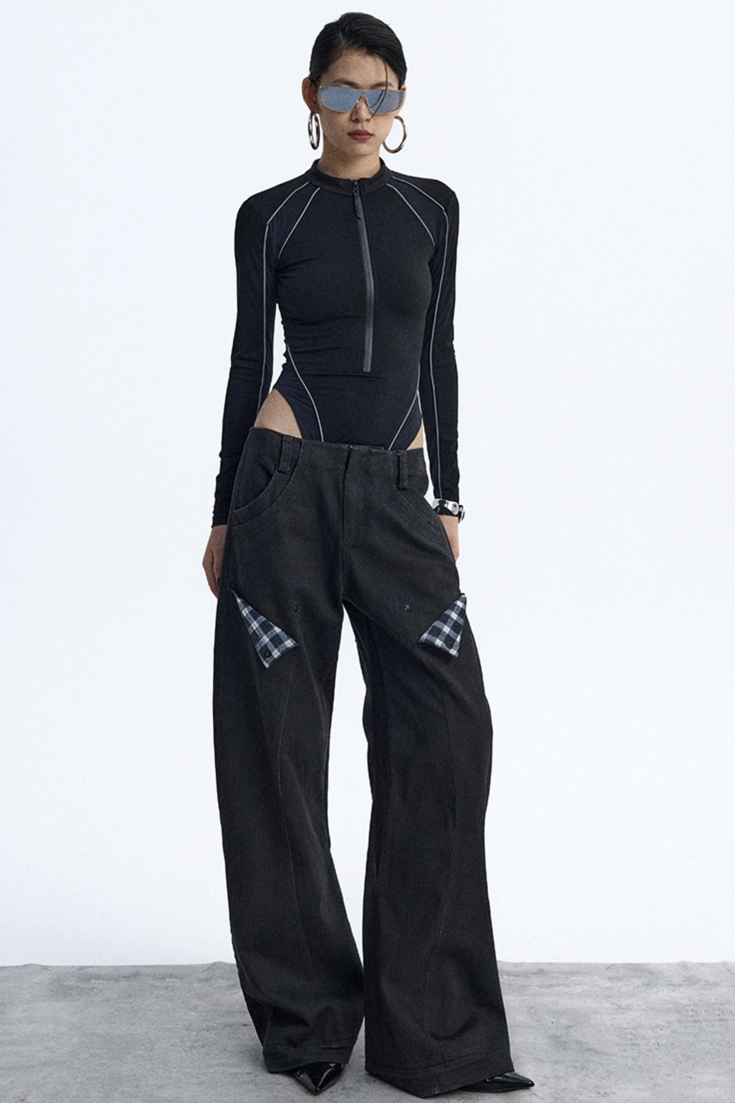 Reflective Stripe Biker Jumpsuit Top