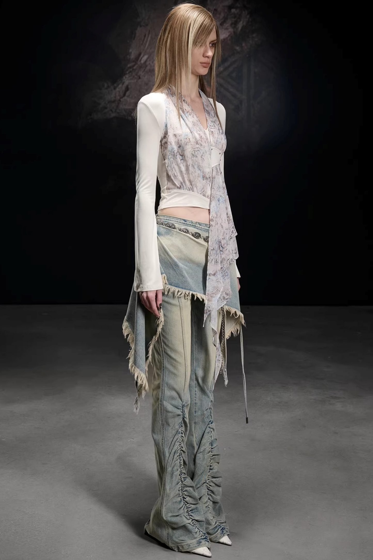 Knitted Chiffon Asymmetrical Top