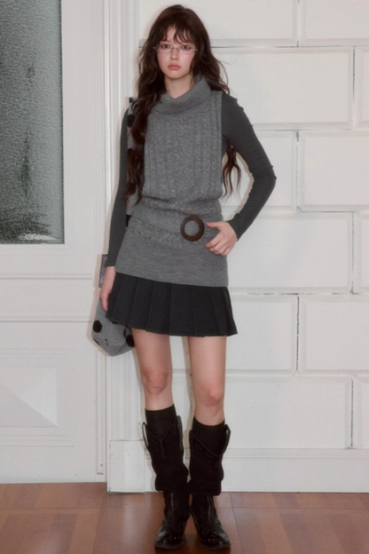 Turtleneck Sleeveless Sweater Vest