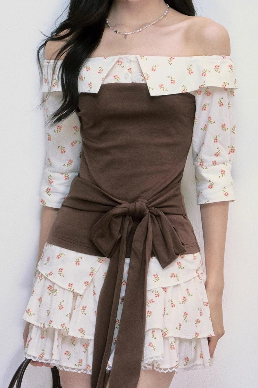 Floral Patchwork Blouse Skirt Set-Up