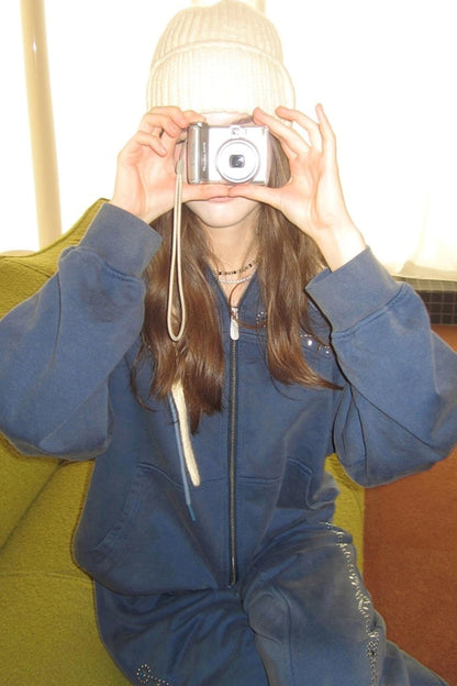 Diamond Hooded Sweatshirt With Pants Set-Up