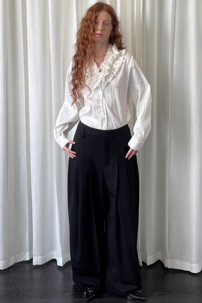 Black Pleated Suit Pants