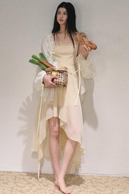 Dandelion Pleated Chiffon Slip Maxi Dress