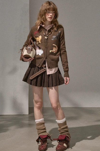 Winter Tweed Pleated Puffy Skirt