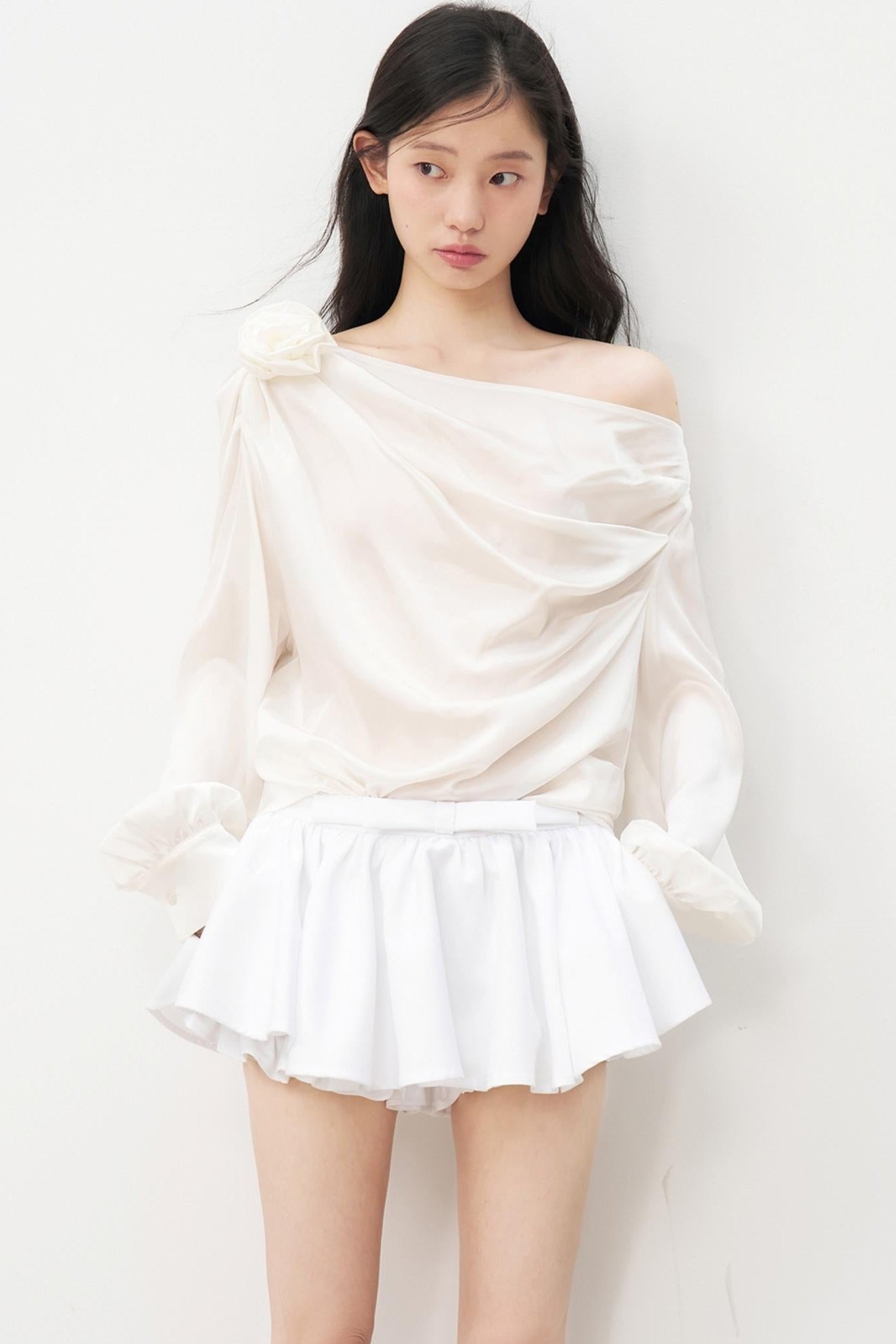 Satin Pleated Mini Skirt