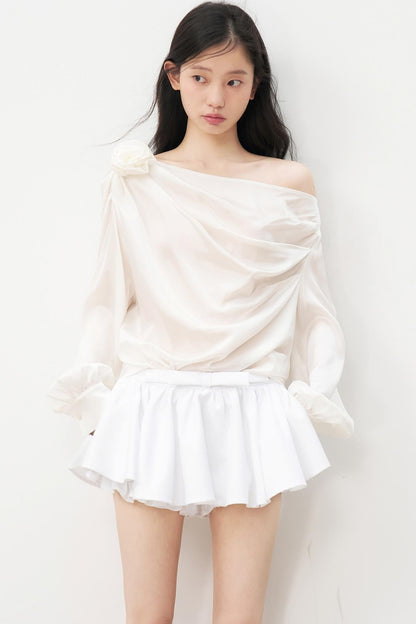 Satin Pleated Mini Skirt