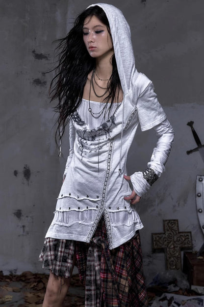 Rock Swing Collar Print Long Sleeve Dress