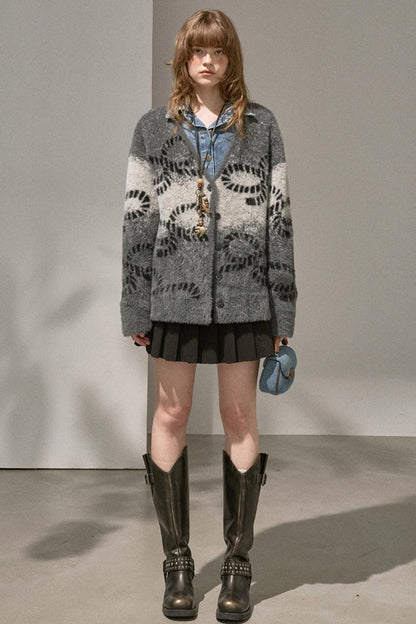 Gradient Knitted Loose Cardigan