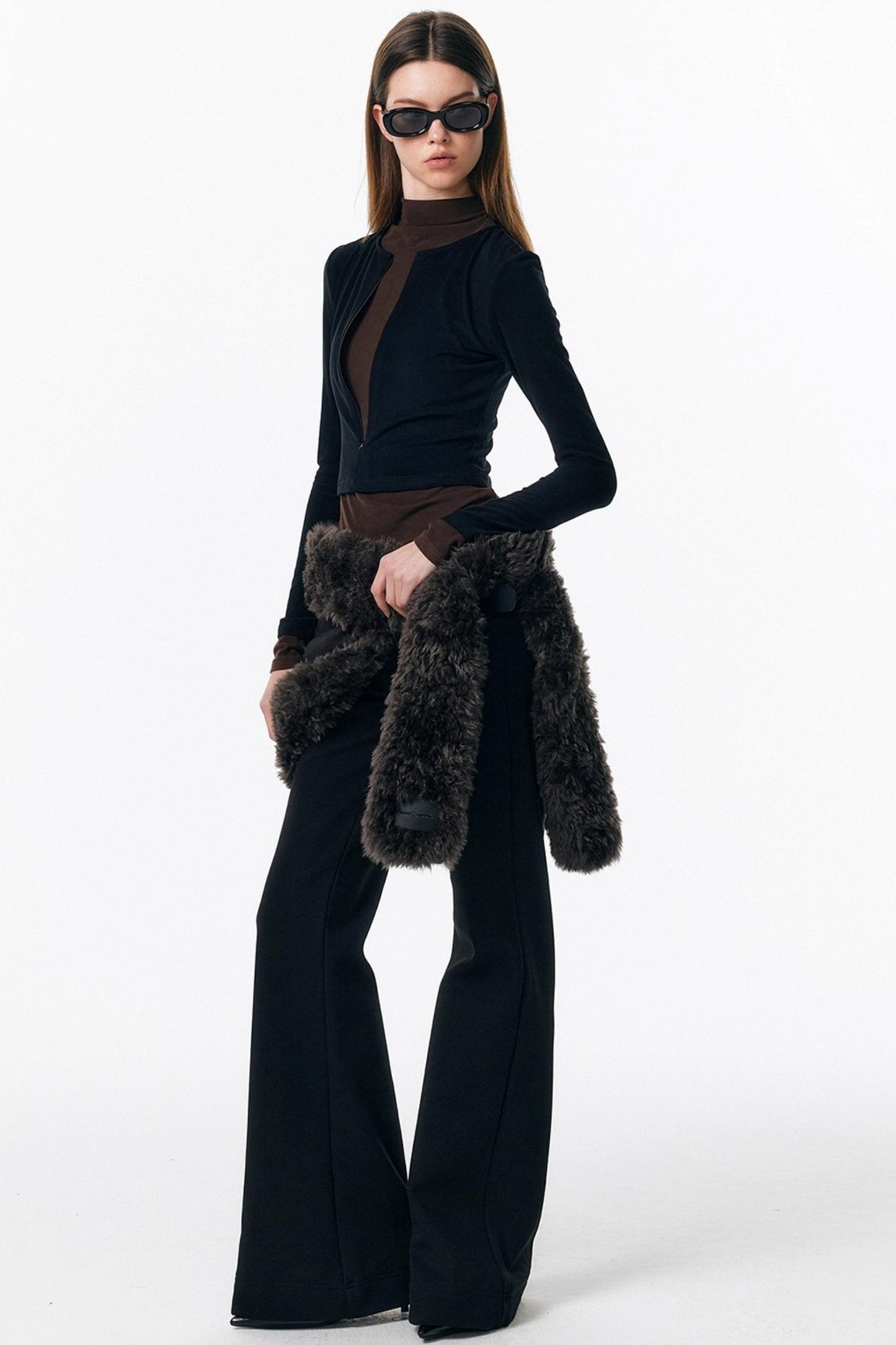 Velvet-Feel Color-Blocked Top