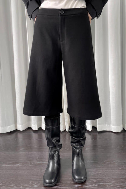Black Cropped Wide-Leg Pants