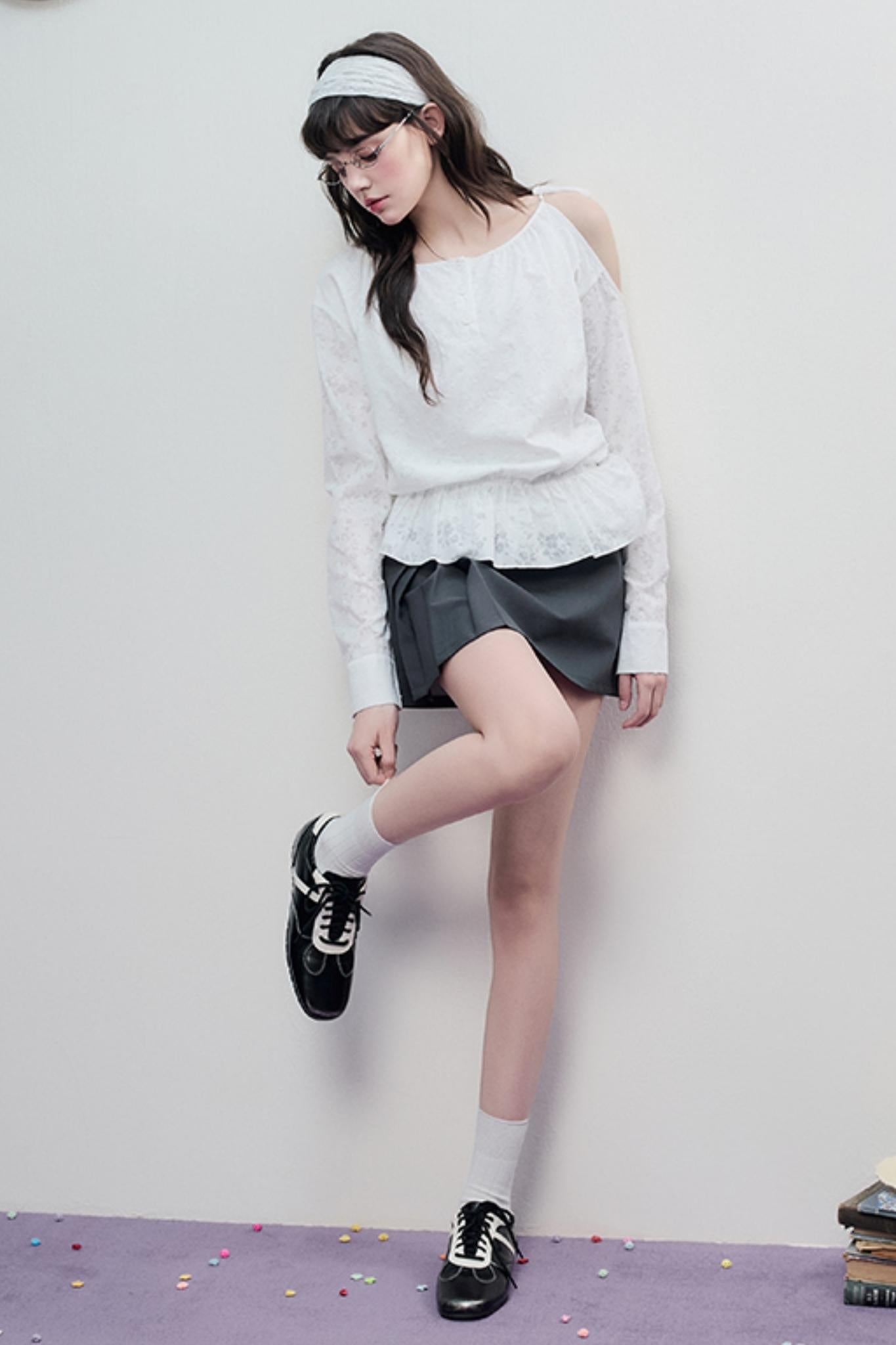 Sheer Jacquard Slim Top