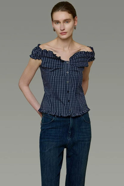 Off-Shoulder Striped Blouse