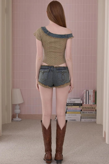 Distressed Denim Shorts