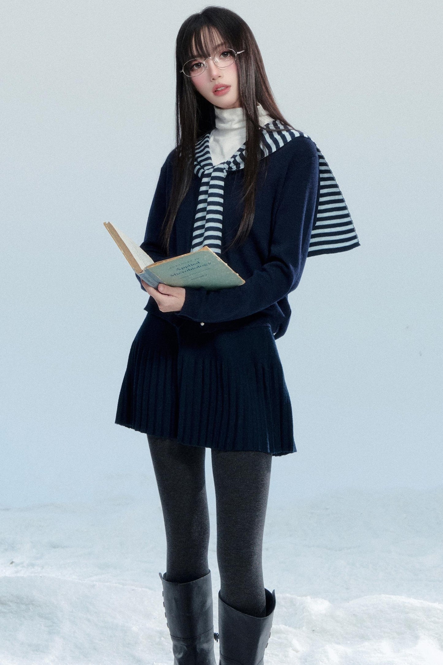 Striped Knitted Shawl Top