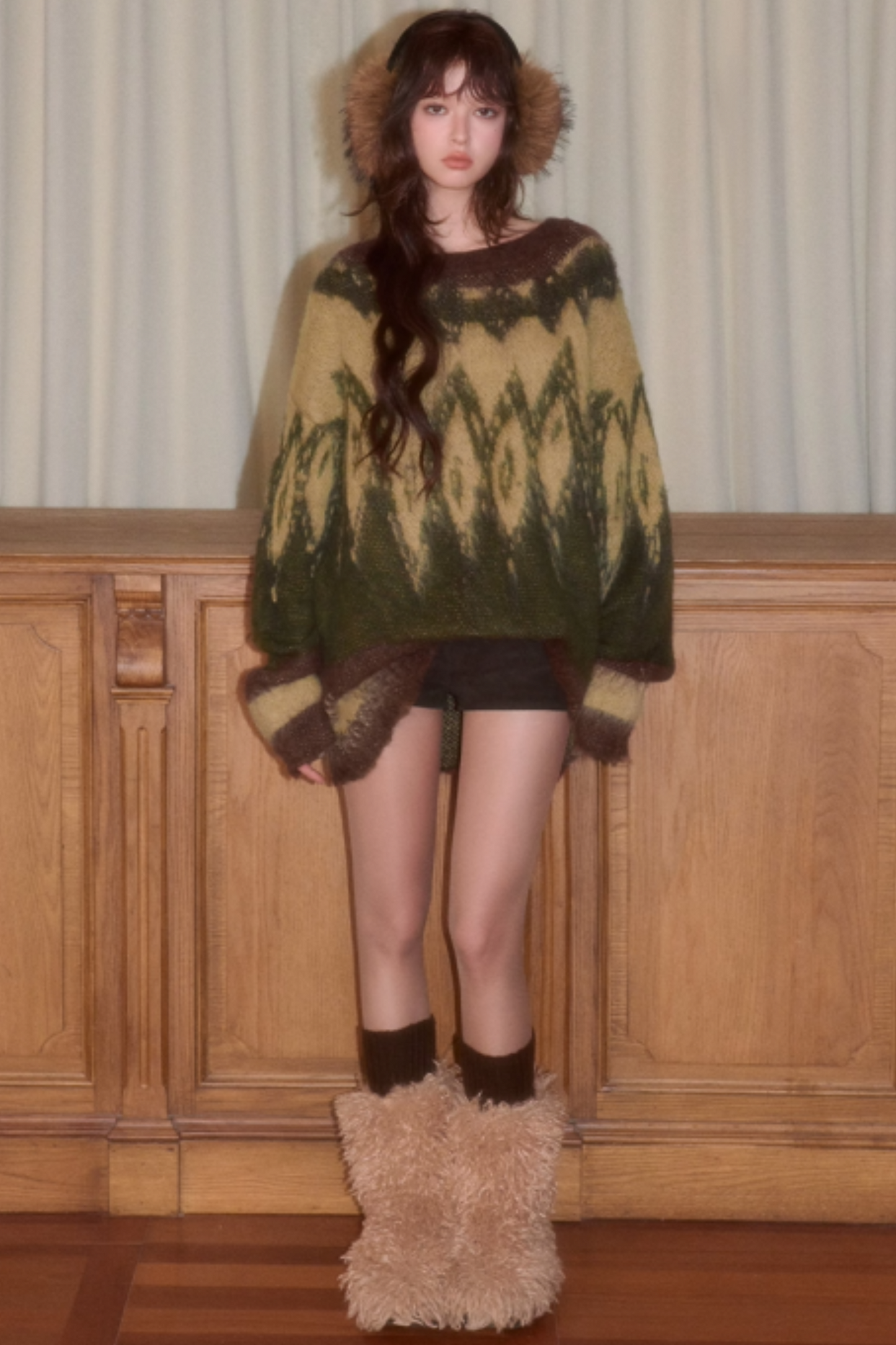 Retro Contrast Jacquard Loose Sweater