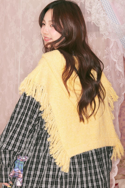 Yellow Bear Hooded Shawl Cape