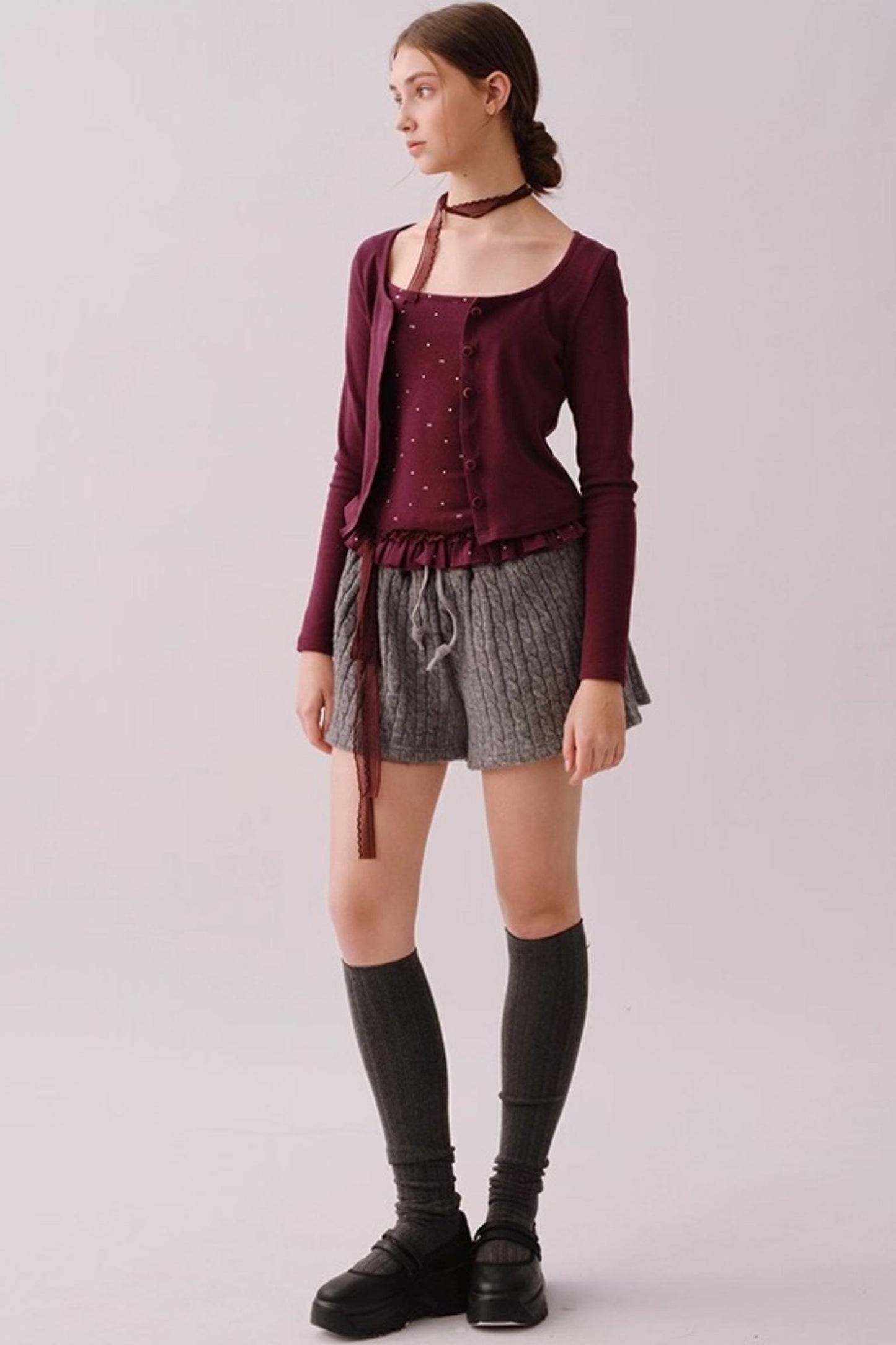 Knitted Twist Pattern Skirt Pants