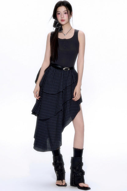 Summer Patchwork Asymmetrical Hem Dress