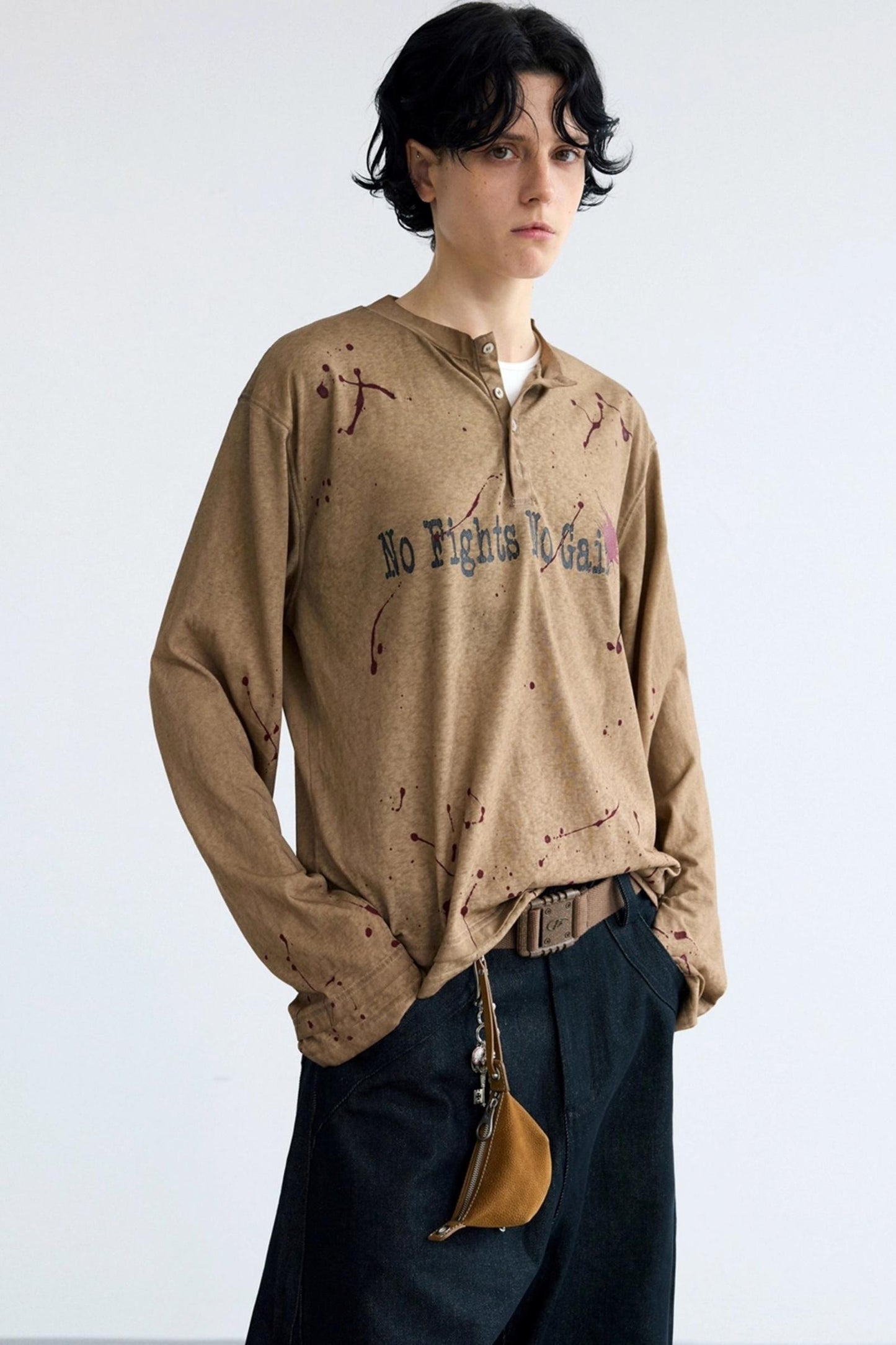 Vintage Splash Ink Henley Tee