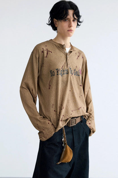 Vintage Splash Ink Henley Tee