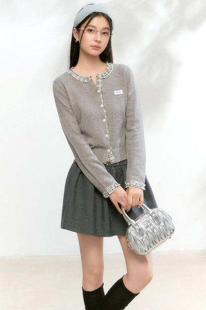 Fake Layered Contrast Knit Top Set-Up