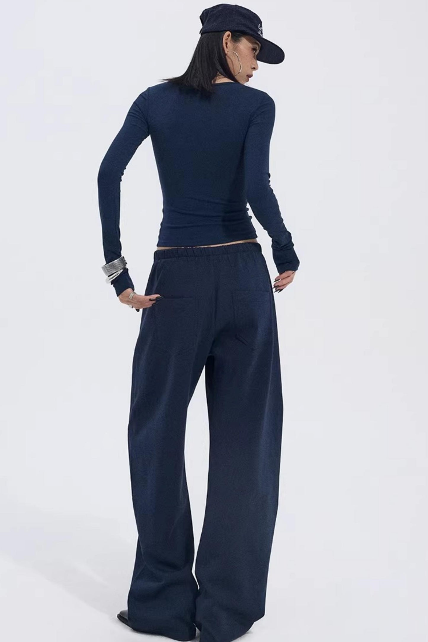 Navy Blue Zip Jacket and Pants Set