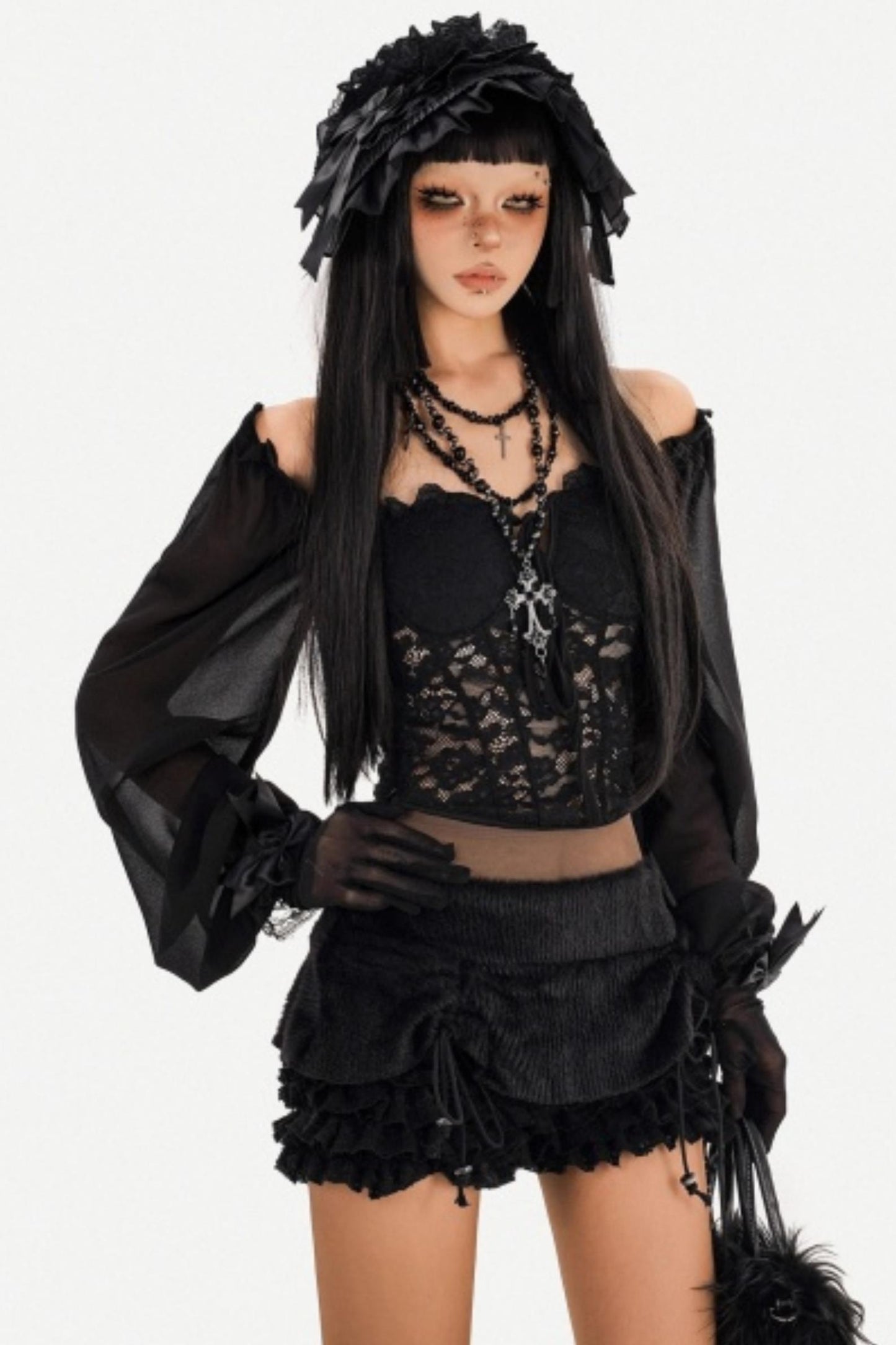 Black Lace Off-Shoulder Top