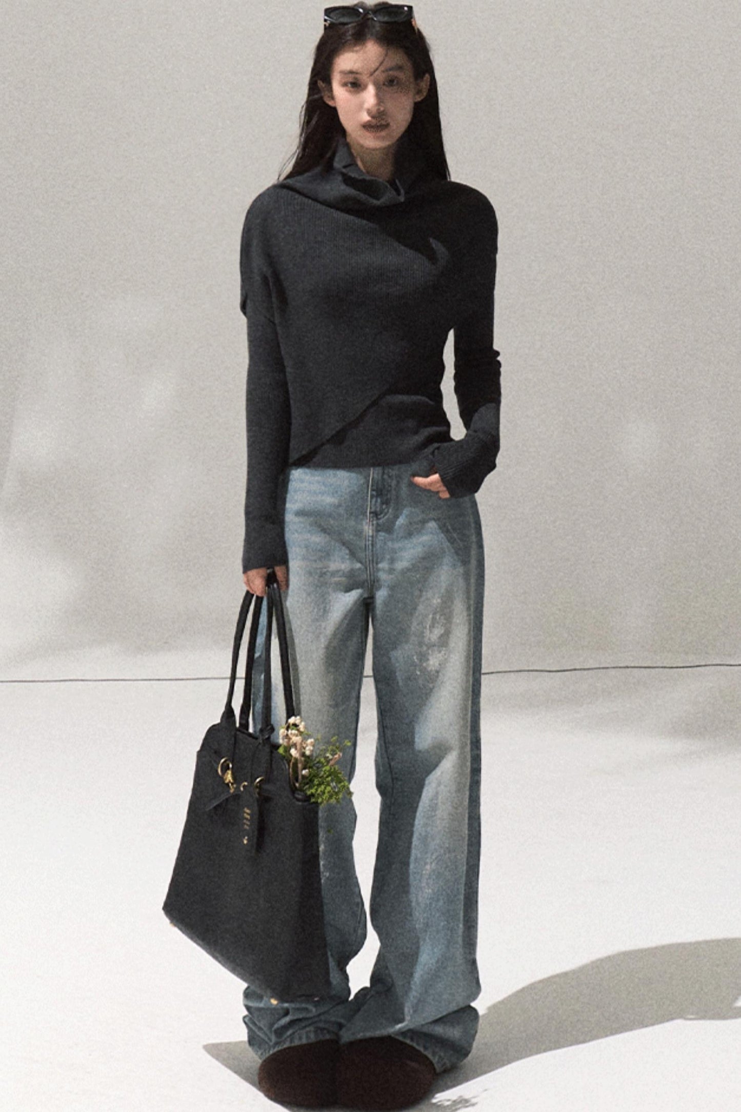 Moonlit Pit Strip Wool Knit Sweater