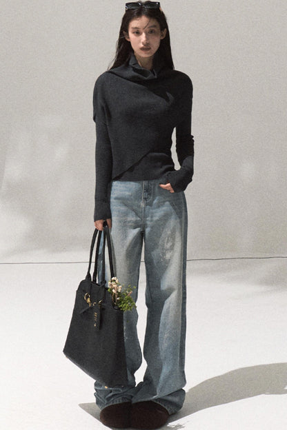 Moonlit Pit Strip Wool Knit Sweater