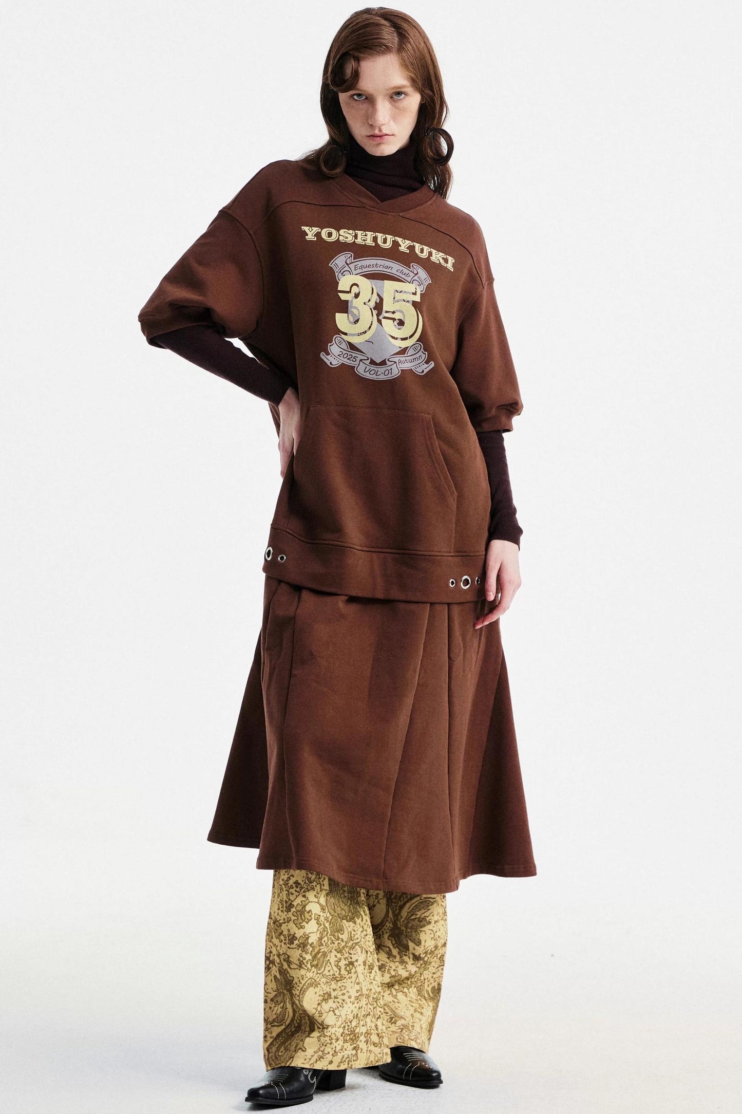 Brown Digital Print Dress